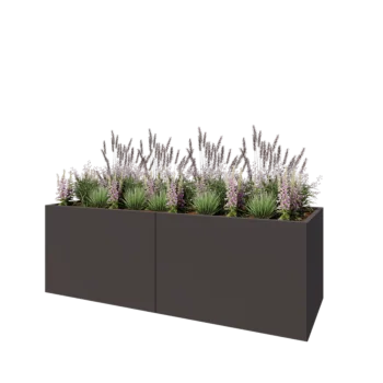 Stål plantekasse XXL - Rektangel - 240 x 80 x 80 cm - RAL7016 mat (antracitgrå) - Med bundplade