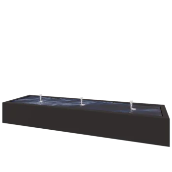 Vandfontæne i aluminium - Lyra - 300 x 80 x 40 cm - RAL9005 mat (sort) - Med LED-belysning