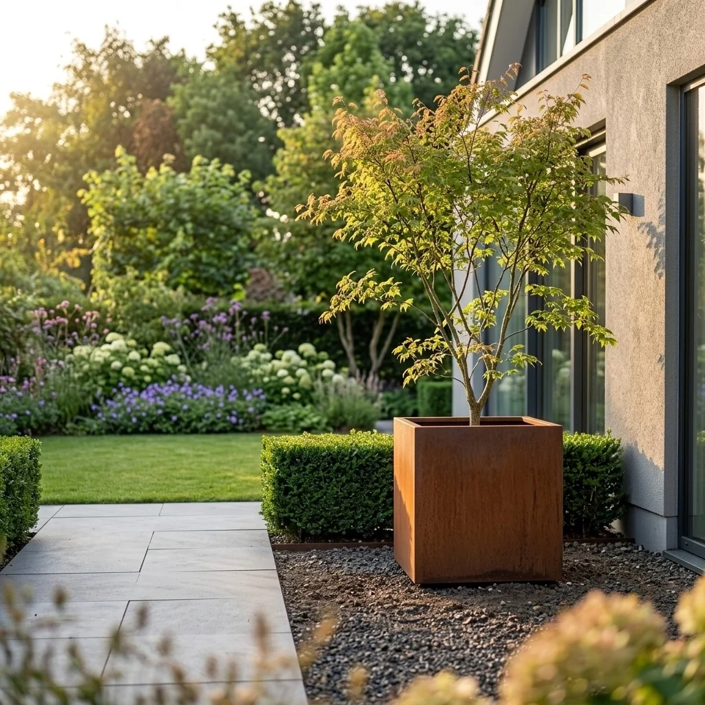 Cortenstål plantekasse - Firkant - 80 x 80 x 80 cm - Med bundplade