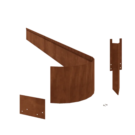 Cortenstål bedkant - Knust FLEX - Højde 23 cm - Komplet sæt 15 meter