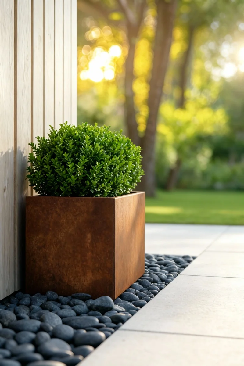Cortenstål plantekasse - Firkant - 30 x 30 x 40 cm - Med bundplade - Med ben