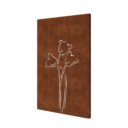 Cortenstål dekorativt panel - Tulipan symmetrisk - 120 x 6 x 190 cm