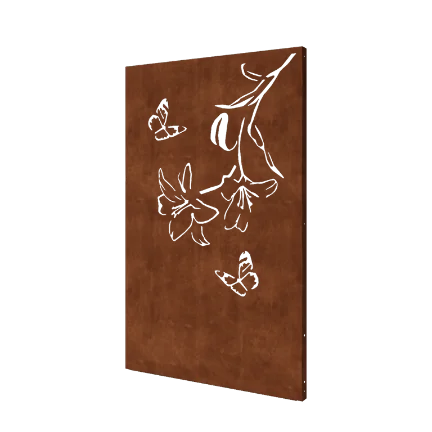 Cortenstål dekorativt panel - Lilje - 120 x 6 x 190 cm