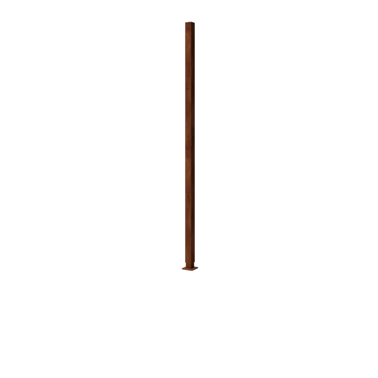 Cortenstål stolpe - Hjørne med fodplade - 190 x 6 x 6 cm