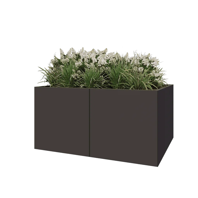 Stål plantekasse XXL - Rektangel - 160 x 120 x 80 cm - RAL7016 mat (antracitgrå) - Uden bundplade