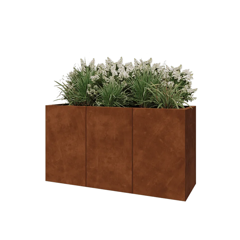 Cortenstål plantekasse XXL - Rektangel - 150 x 50 x 80 cm - Med bundplade