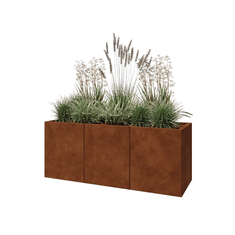 Cortenstål plantekasse XXL - Rektangel - 150 x 50 x 60 cm - Med bundplade