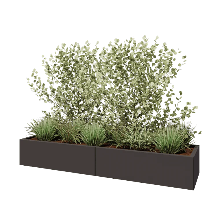 Stål plantekasse XXL - Rektangel - 200 x 50 x 30 cm - RAL7016 mat (antracitgrå) - Uden bundplade
