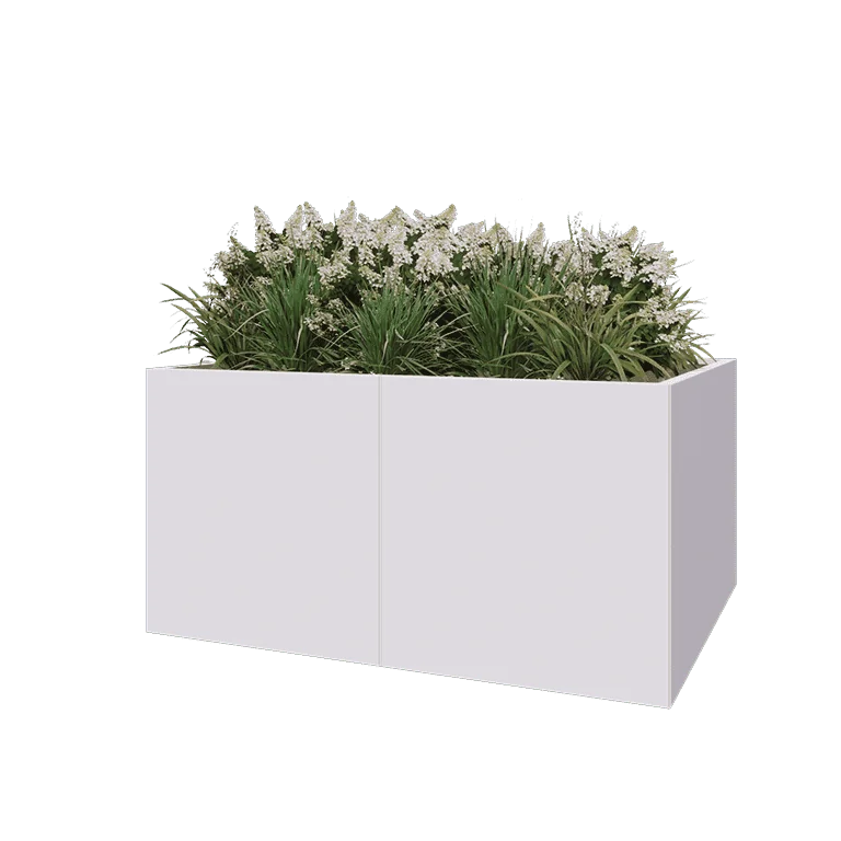 Stål plantekasse XXL - Rektangel - 160 x 120 x 80 cm - RAL9010 mat (hvid) - Uden bundplade