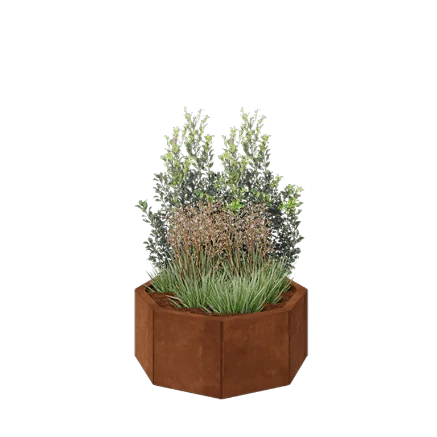 Cortenstål plantekasse - Ottekant - 72,4 x 72,4 x 30 cm - Uden bundplade