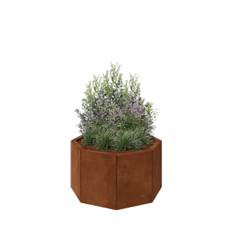 Cortenstål plantekasse - Ottekant - 72,4 x 72,4 x 40 cm - Uden bundplade