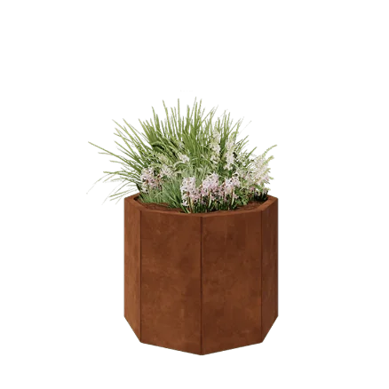 Cortenstål plantekasse - Ottekant - 72,4 x 72,4 x 60 cm - Uden bundplade