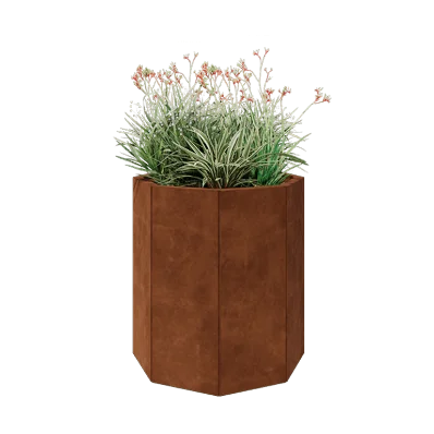 Cortenstål plantekasse - Ottekant - 72,4 x 72,4 x 80 cm - Uden bundplade