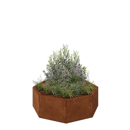 Cortenstål plantekasse - Ottekant - 96,6 x 96,6 x 30 cm - Uden bundplade