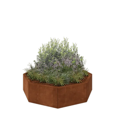 Cortenstål plantekasse - Ottekant - 120,7 x 120,7 x 30 cm - Uden bundplade