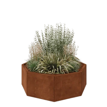 Cortenstål plantekasse - Ottekant - 120,7 x 120,7 x 40 cm - Uden bundplade