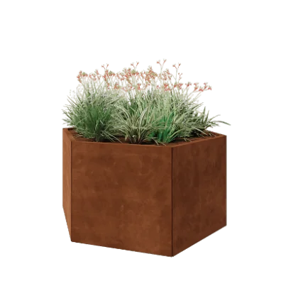 Cortenstål plantekasse - Sekshjørne - 139,3 x 121 x 70 cm - Uden bundplade