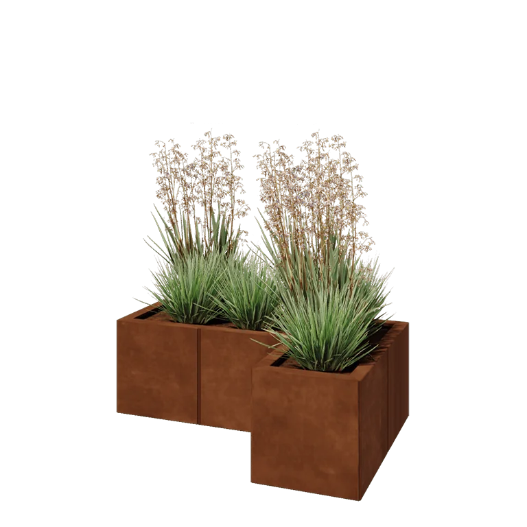 Cortenstål plantekasse - L-formet - 90 x 60 x 30 cm - Uden bundplade