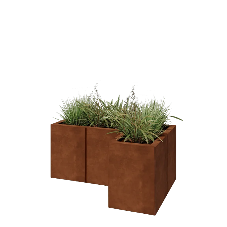 Cortenstål plantekasse - L-formet - 90 x 60 x 40 cm - Uden bundplade