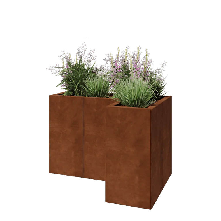 Cortenstål plantekasse - L-formet - 90 x 60 x 60 cm - Uden bundplade