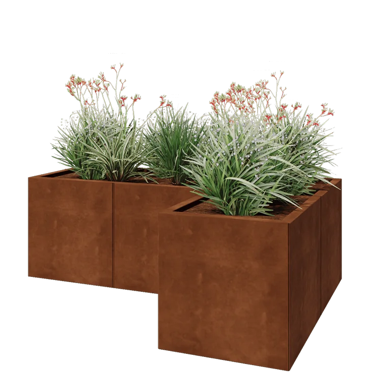 Cortenstål plantekasse - L-formet - 150 x 100 x 50 cm - Uden bundplade