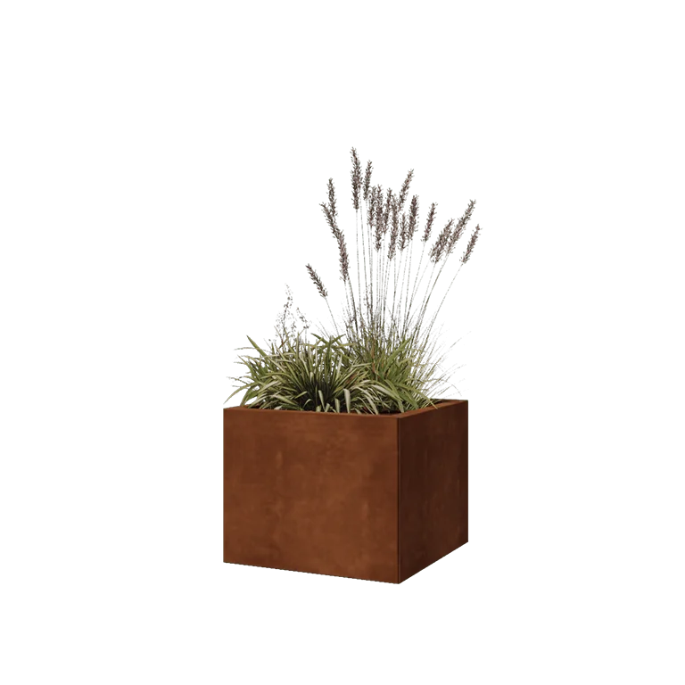 Cortenstål plantekasse - Firkant - 50 x 50 x 40 cm - Uden bundplade