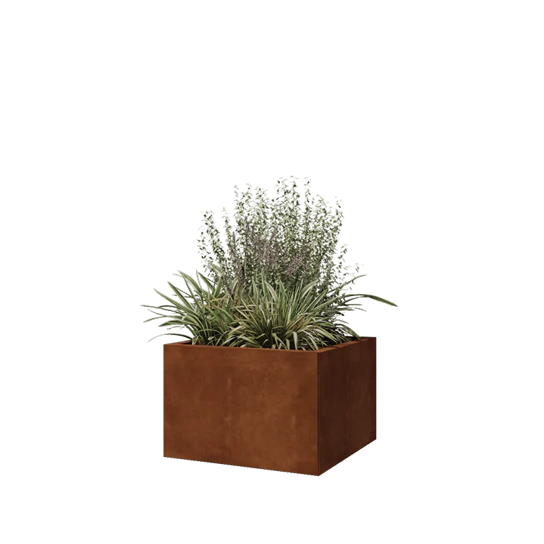 Cortenstål plantekasse - Firkant - 60 x 60 x 40 cm - Uden bundplade