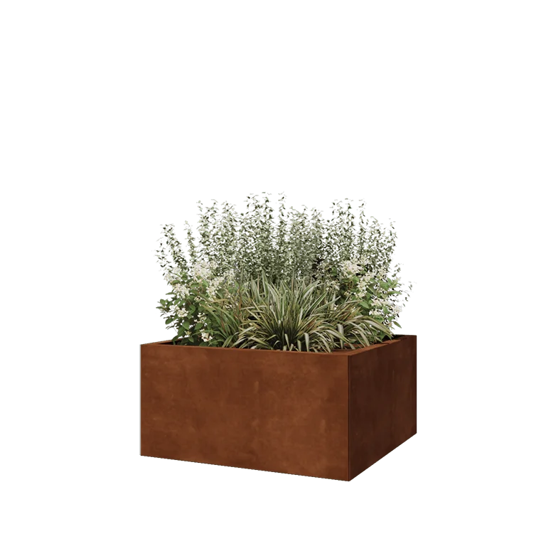 Cortenstål plantekasse - Firkant - 80 x 80 x 40 cm - Uden bundplade