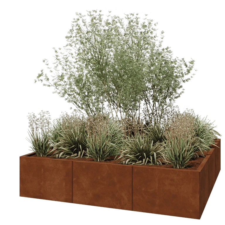 Cortenstål plantekasse XXL - Firkant - 180 x 180 x 40 cm - Uden bundplade