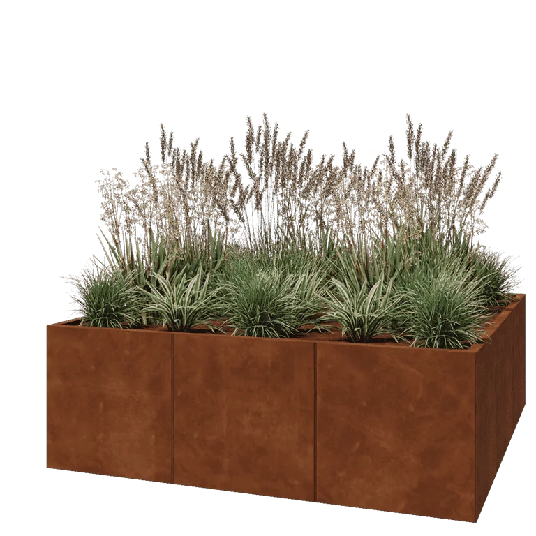 Cortenstål plantekasse XXL - Firkant - 180 x 180 x 60 cm - Uden bundplade