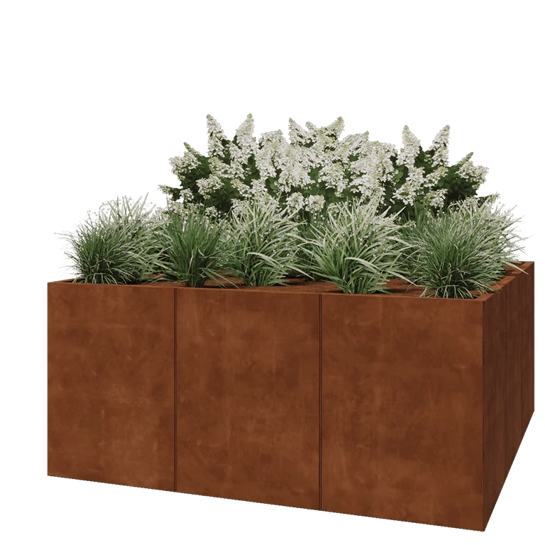 Cortenstål plantekasse XXL - Firkant - 180 x 180 x 80 cm - Uden bundplade