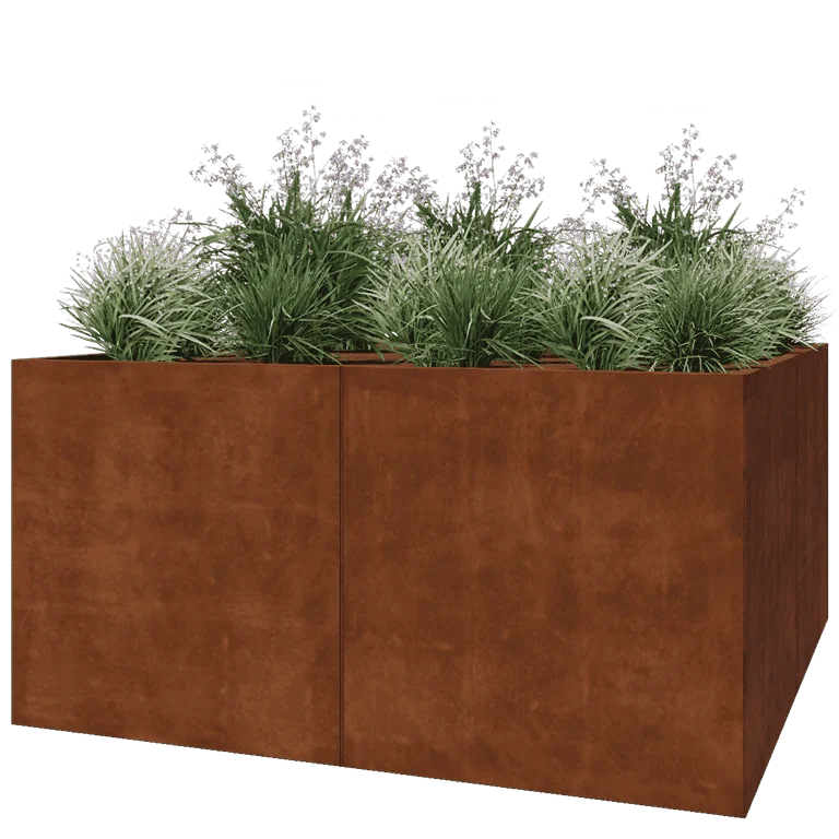 Cortenstål plantekasse XXL - Firkant - 200 x 200 x 100 cm - Uden bundplade