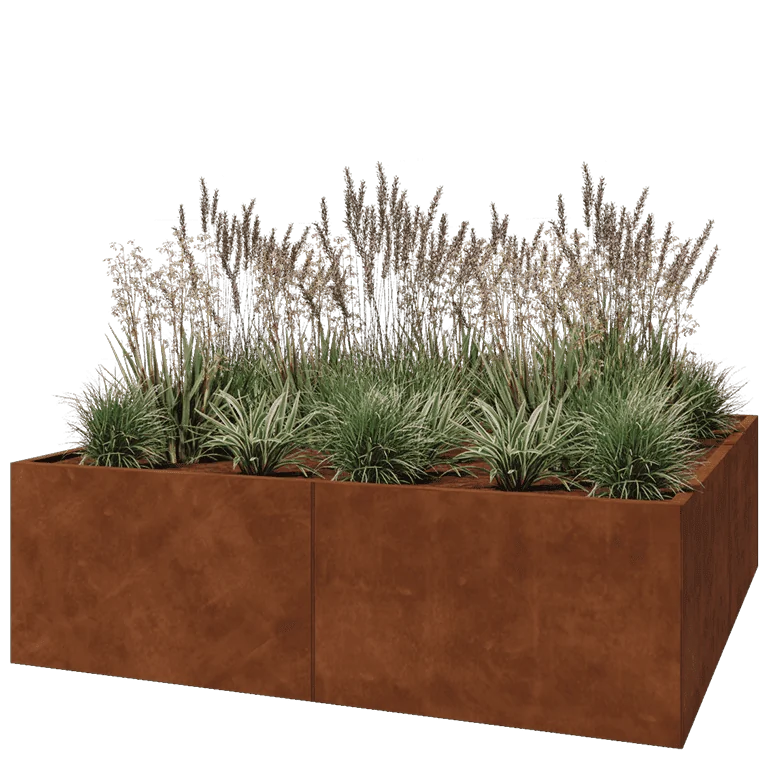 Cortenstål plantekasse XXL - Firkant - 200 x 200 x 60 cm - Uden bundplade