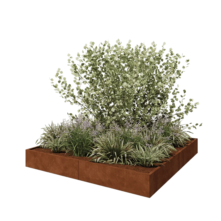 Cortenstål plantekasse XXL - Firkant - 240 x 240 x 30 cm - Uden bundplade