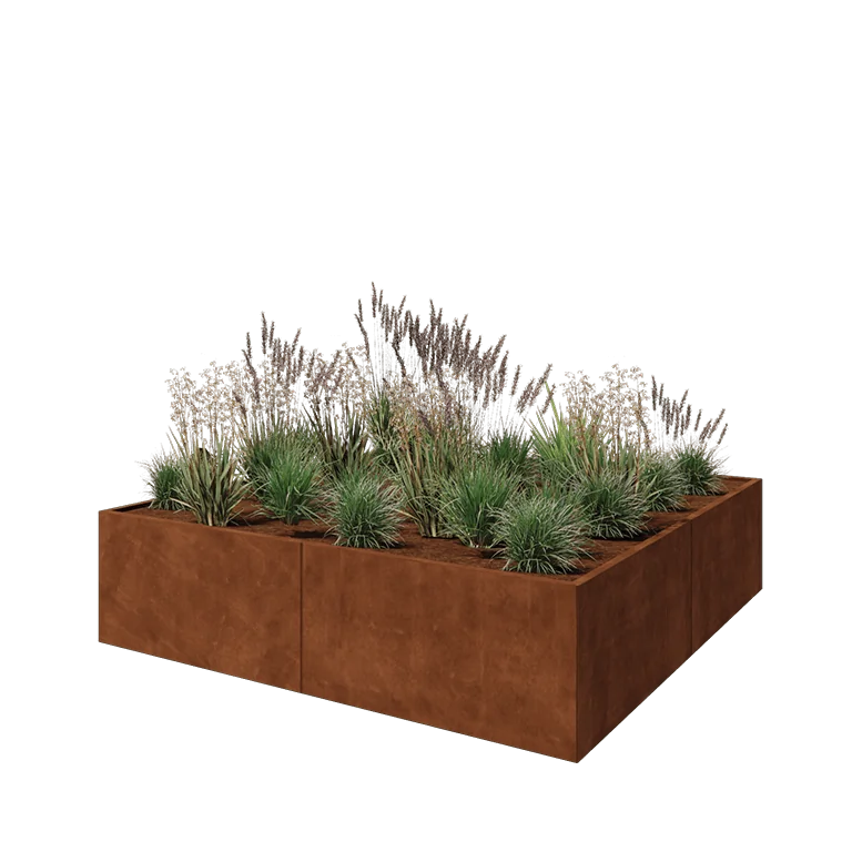 Cortenstål plantekasse XXL - Firkant - 240 x 240 x 60 cm - Uden bundplade
