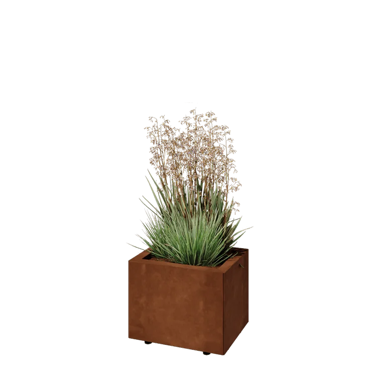 Cortenstål plantekasse - Rektangel - 40 x 30 x 30 cm - Med bundplade - Med ben