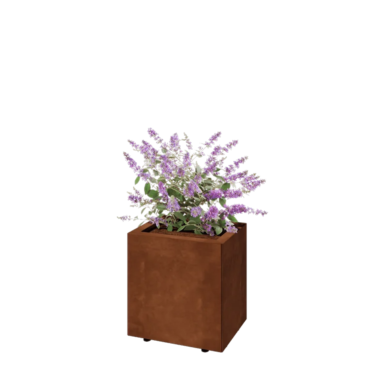 Cortenstål plantekasse - Rektangel - 40 x 30 x 40 cm - Med bundplade - Med ben