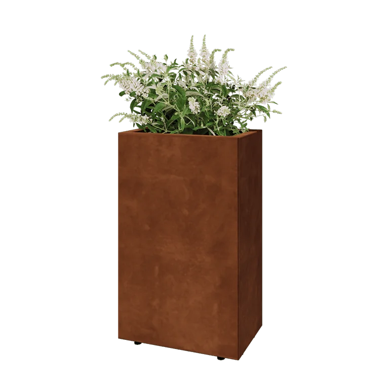 Cortenstål plantekasse - Rektangel - 50 x 30 x 80 cm - Med bundplade - Med ben