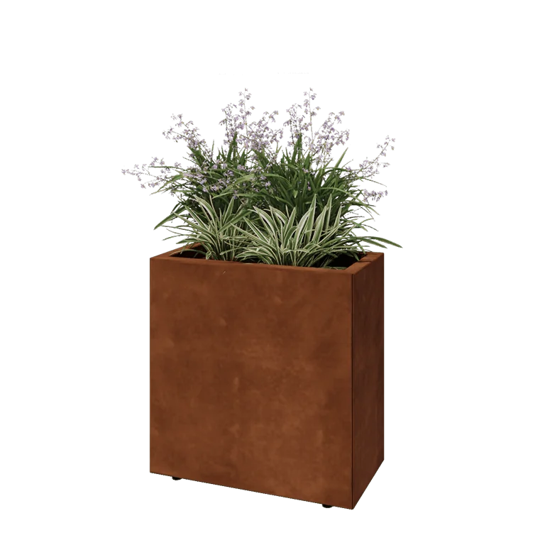 Cortenstål plantekasse - Rektangel - 60 x 30 x 60 cm - Med bundplade - Med ben