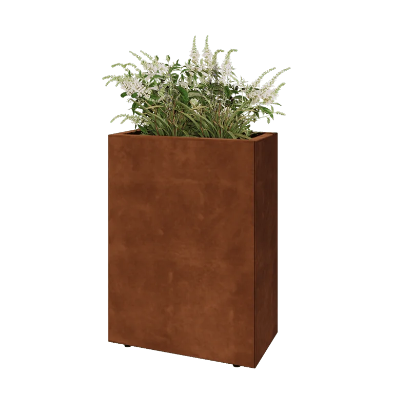 Cortenstål plantekasse - Rektangel - 60 x 30 x 80 cm - Med bundplade - Med ben