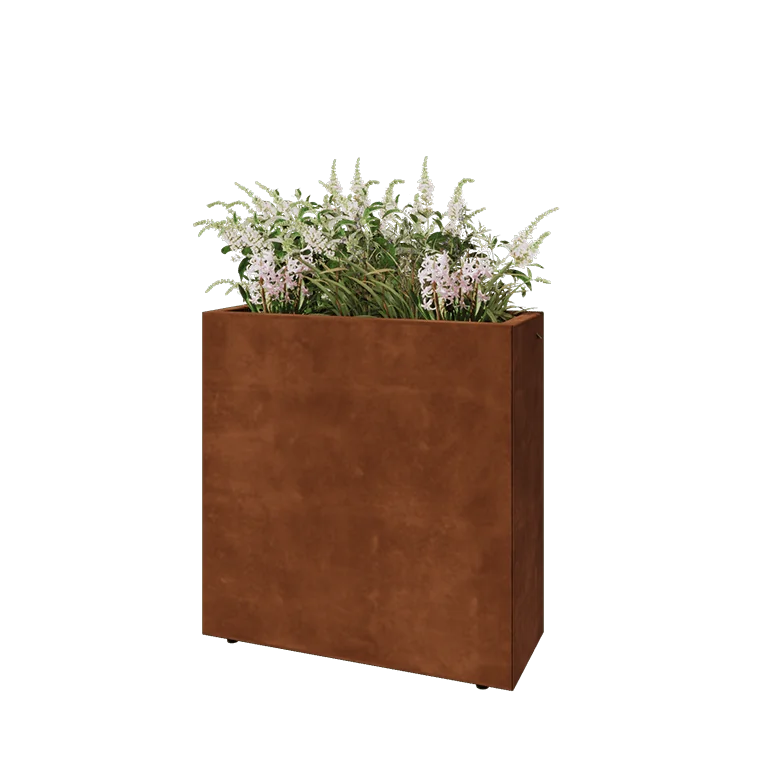 Cortenstål plantekasse - Rektangel - 80 x 30 x 80 cm - Med bundplade - Med ben