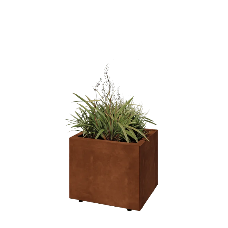 Cortenstål plantekasse - Rektangel - 50 x 40 x 40 cm - Med bundplade - Med ben