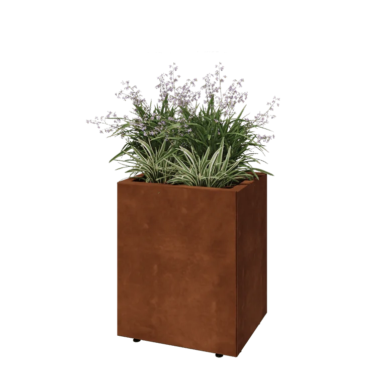 Cortenstål plantekasse - Rektangel - 50 x 40 x 60 cm - Med bundplade - Med ben