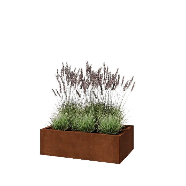 Cortenstål plantekasse - Rektangel - 100 x 60 x 30 cm - Uden bundplade