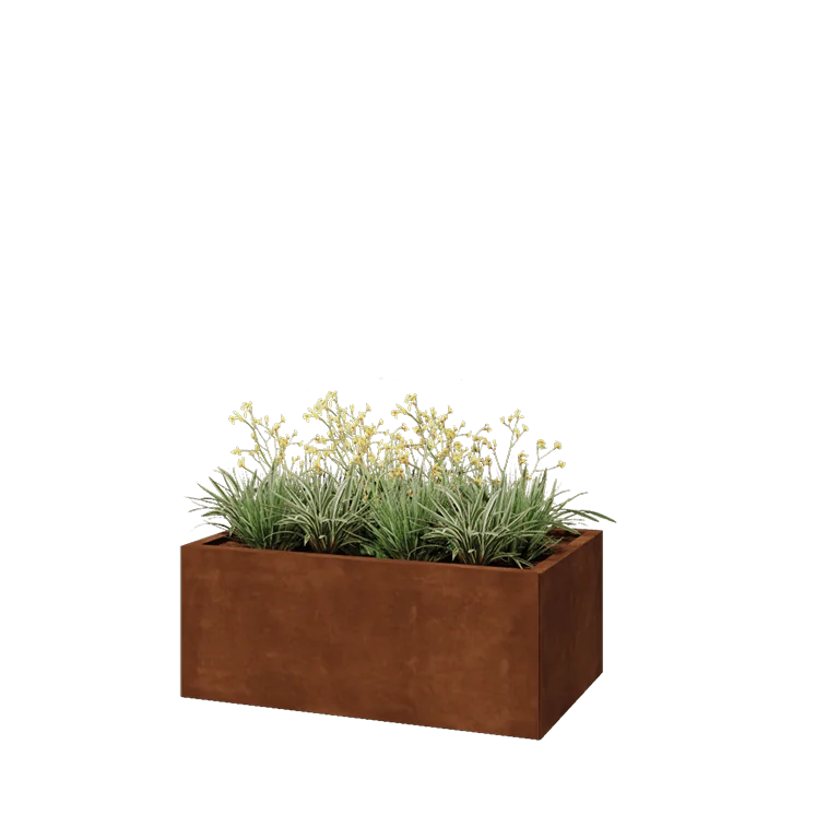 Cortenstål plantekasse - Rektangel - 100 x 60 x 40 cm - Uden bundplade