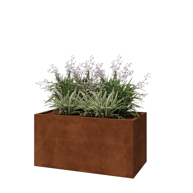 Cortenstål plantekasse - Rektangel - 120 x 60 x 60 cm - Med bundplade