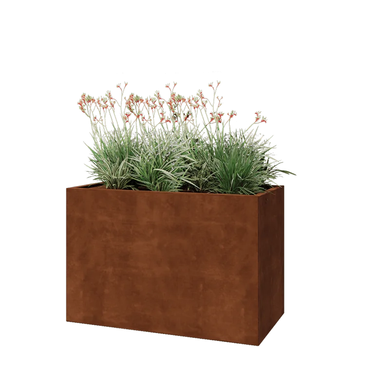 Cortenstål plantekasse - Rektangel - 120 x 60 x 80 cm - Med bundplade