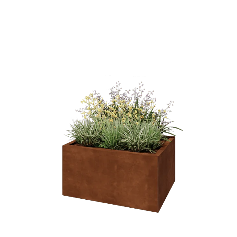Cortenstål plantekasse - Rektangel - 80 x 60 x 40 cm - Uden bundplade