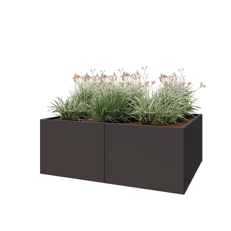 Stål plantekasse XXL - Rektangel - 160 x 120 x 60 cm - RAL7016 mat (antracitgrå) - Uden bundplade