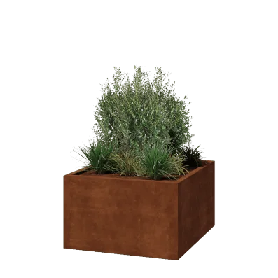 Cortenstål plantekasse - Firkant - 100 x 100 x 60 cm - Svejset - Uden bundplade